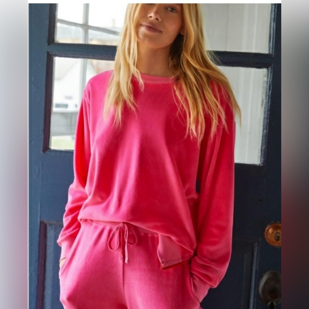 SUNDRY Zip Ankle Velour Jogger Sweatpants Hot Pink Size 3 Large - Picture 5 of 15